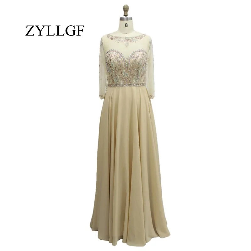 ZYLLGF Lange Mouwen Moeder Van De Bruid Jurken Schede Boothals Kralen Chiffon Trouwjurken Moeder KPD16 ZYLLGF Lange Mouwen Moeder Van De Bruid Jurken Schede Boothals Kralen Chiffon Trouwjurken Moeder KPD16