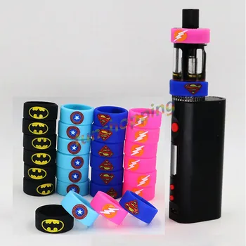 

1000pcs/lot newest decorative ring silicon band vape ring with super man Batman Captain America Wholesale