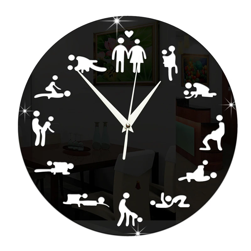 Modern Design Sex Position Mute Wall Clock For Bedroom Wall Decoration Silent Make Love Clock Watch Wedding Gift Wall Clocks 034