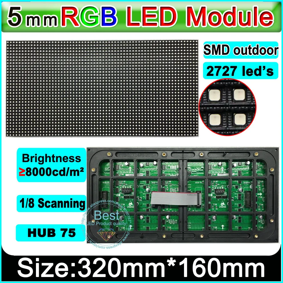 

SMD P5 outdoor Video wall led module,1/8 Scan high brightness, Outdoor full color LED display module SMD P5 LED Panel,