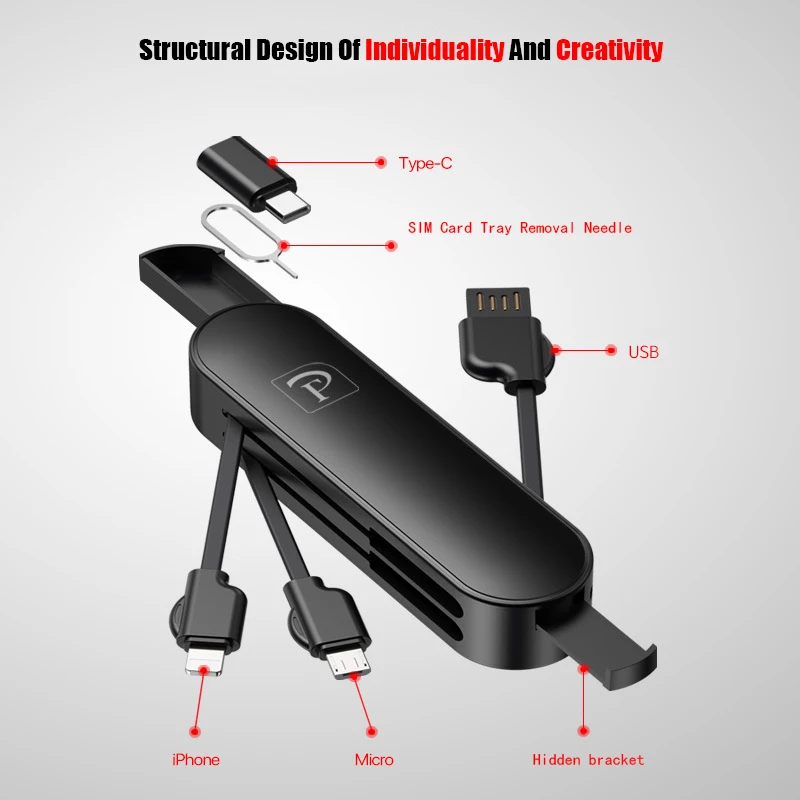 3 в 1 Многофункциональный USB кабель для мобильного телефона Micro usb type C кабель зарядного устройства для iPhone шнур зарядного устройства держатель мобильного телефона