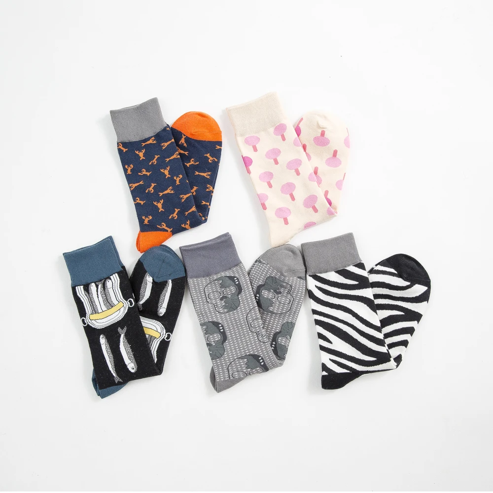 

Jhouson 1 pair Drop Shipping Men Cotton Funny Crew Socks Creative Colorful Causal Dress Wedding Socks Cool Crazy Street Wear