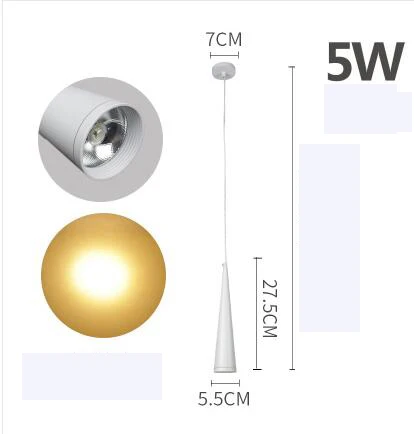 Светодиодный светильник в современном стиле для ресторана, передняя прикроватная тумбочка для спальни, коридора, креативная индивидуальность, черные одноголовые конусные подвесные лампы, освещение - Цвет корпуса: 5w white