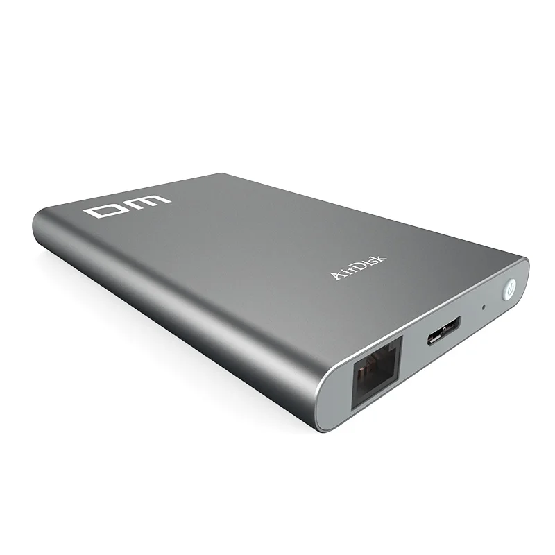 DM T2 inalámbrico WiFi disco duro portátil carcasa USB3.0 a SATA de 2,5 pulgadas HDD SSD gris oscuro Color de diseño de moda - 4