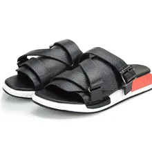 Новинка; летние пляжные туфли на толстом каблуке; мужские сандалии-гладиаторы в британском стиле; мужские пляжные сандалии на липучке