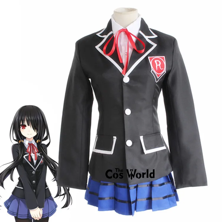 

DATE A LIVE Tokisaki Kurumi School Uniform Coat Shirt Dress Outfit Anime Cosplay Costumes