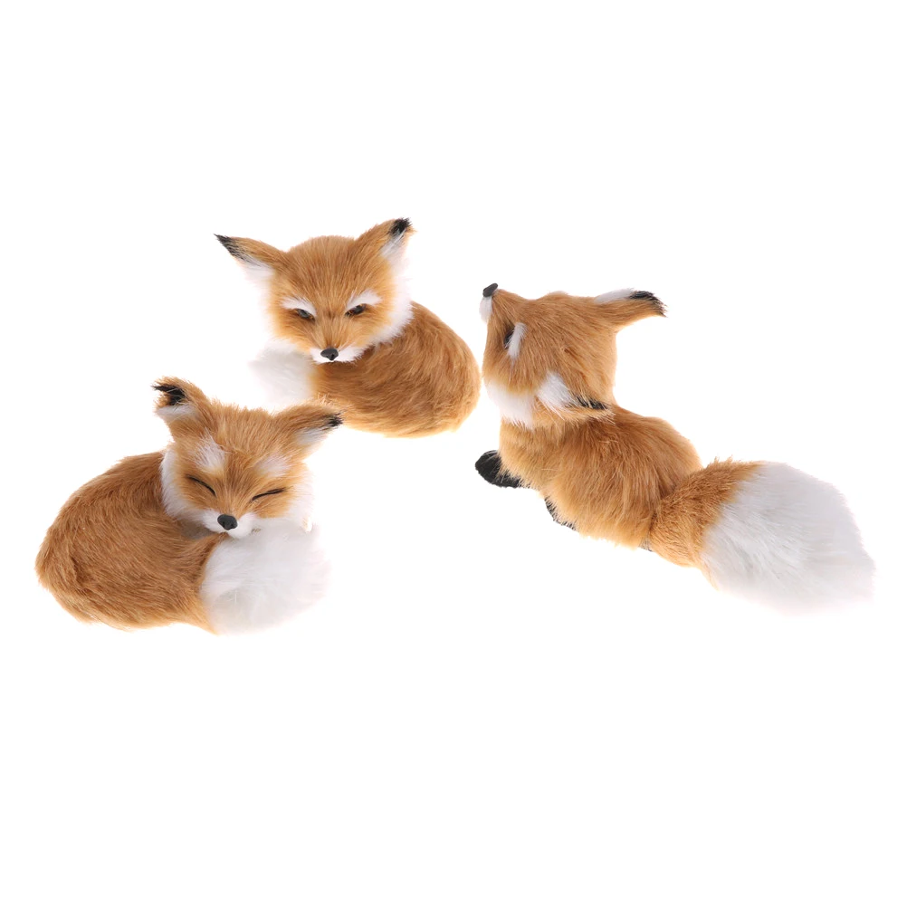 New Simulation brown fox toy furs squatting fox model home decoration Animals World with Static Action Figures Toys Gift for Kid