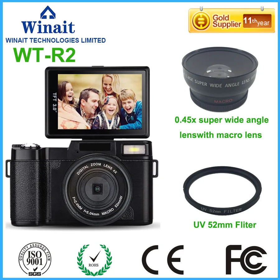 full hd 1080p SLR camera with 3.0'' TFT display/ 24 Mega pixels Digital video camera with interchangeable lens free shipping