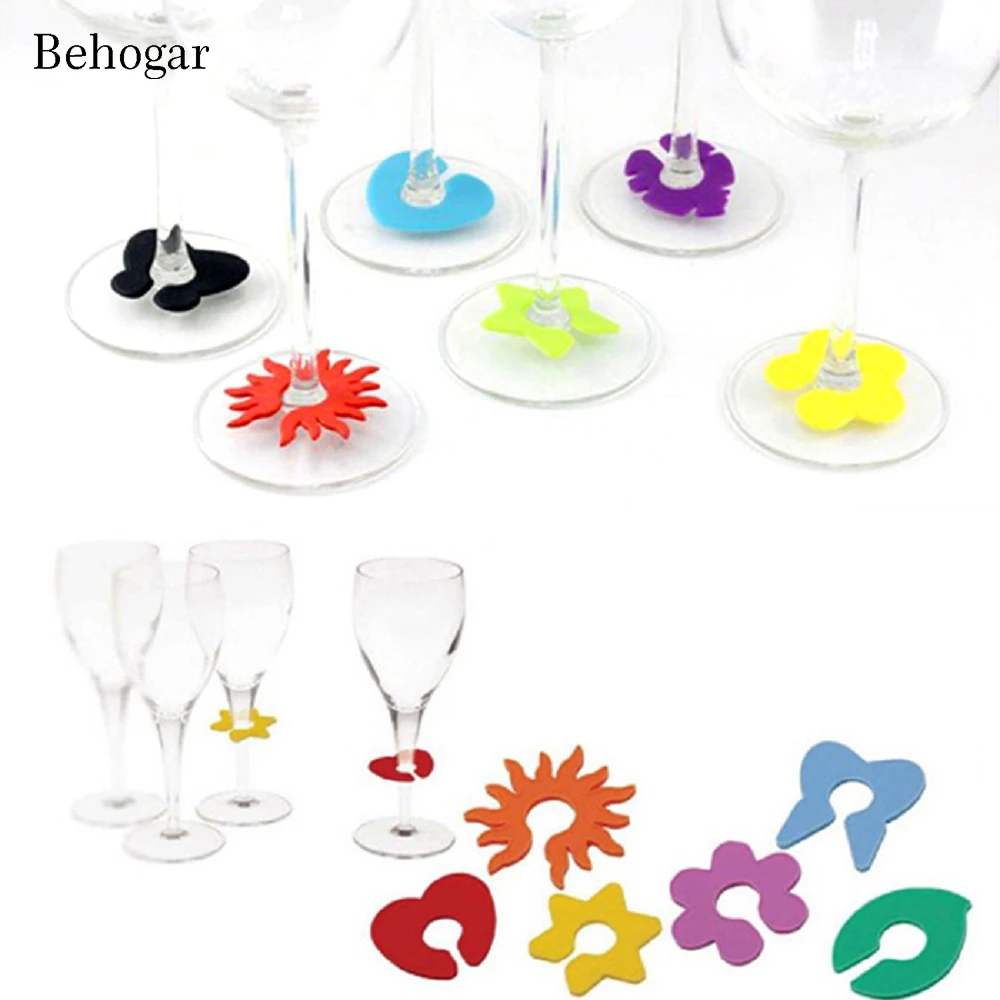 

Behogar 12pcs/Set Creative Silicone Wine Glass Cup Marker Labels Novelty Recognizer Party Drinker Marker Wine Accessories
