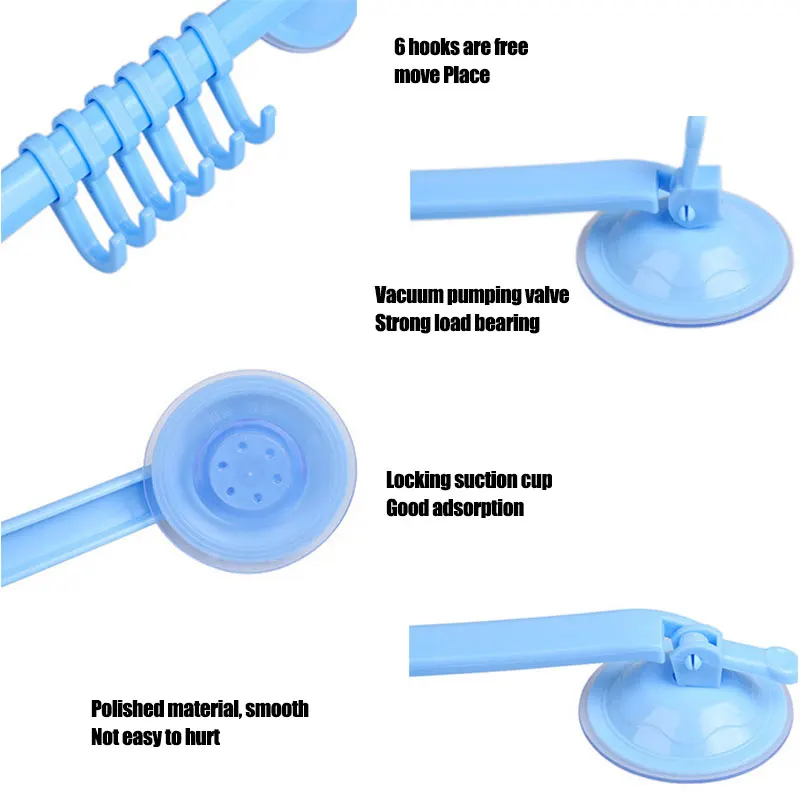 Регулируемая 6 крючков присоска для ванной стойка вешалок для полотенец Висячие держатели к полкам замок Тип присоски ванная кухня крюк Органайзер да