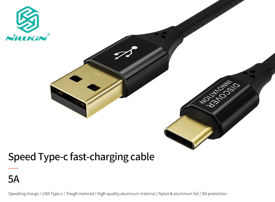 NILLKIN type-C usb кабель type c 5a/40 Вт для huawei для oppo для samsung S10/S10 Plus/S10e/S9 для Xiaomi mi 8 mi 9 Быстрый нейлон