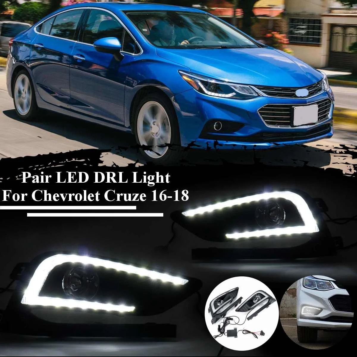 

Led Drl For Chevrolet Cruze 2016 2017 2018 Daytime Running Light Front Bumper Driving Fog Lamp Daylight White Yellow Turn Signal