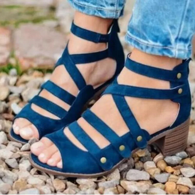 

fashion simple flock accrocing lady summer fashion mid high heels ladies women pumps zapatos mujer shoes sandals