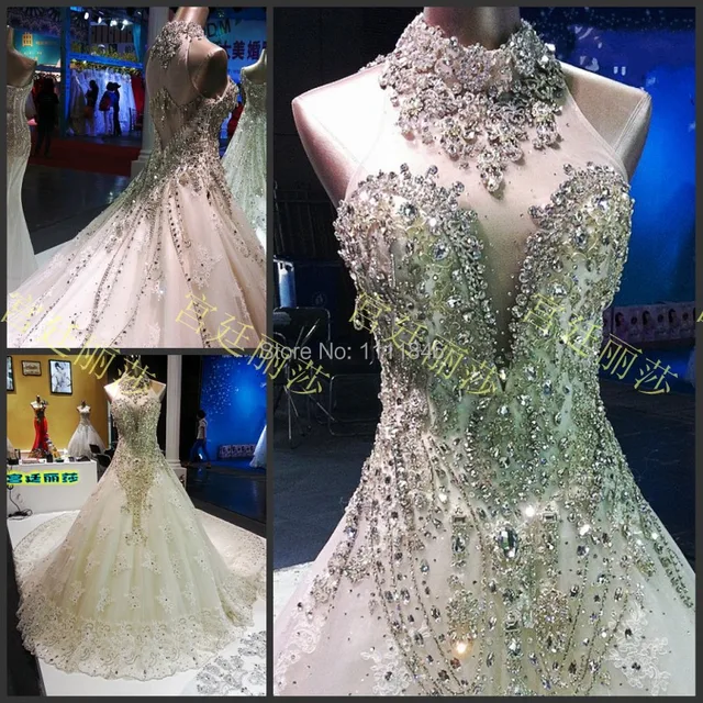 Super Luxurious Hand Beading Stones Wedding Dress Y Backless Long Super Luxurious Hand Beading Stones Wedding Dress Y Backless Long Train Lace Bride Gowns Vestidos