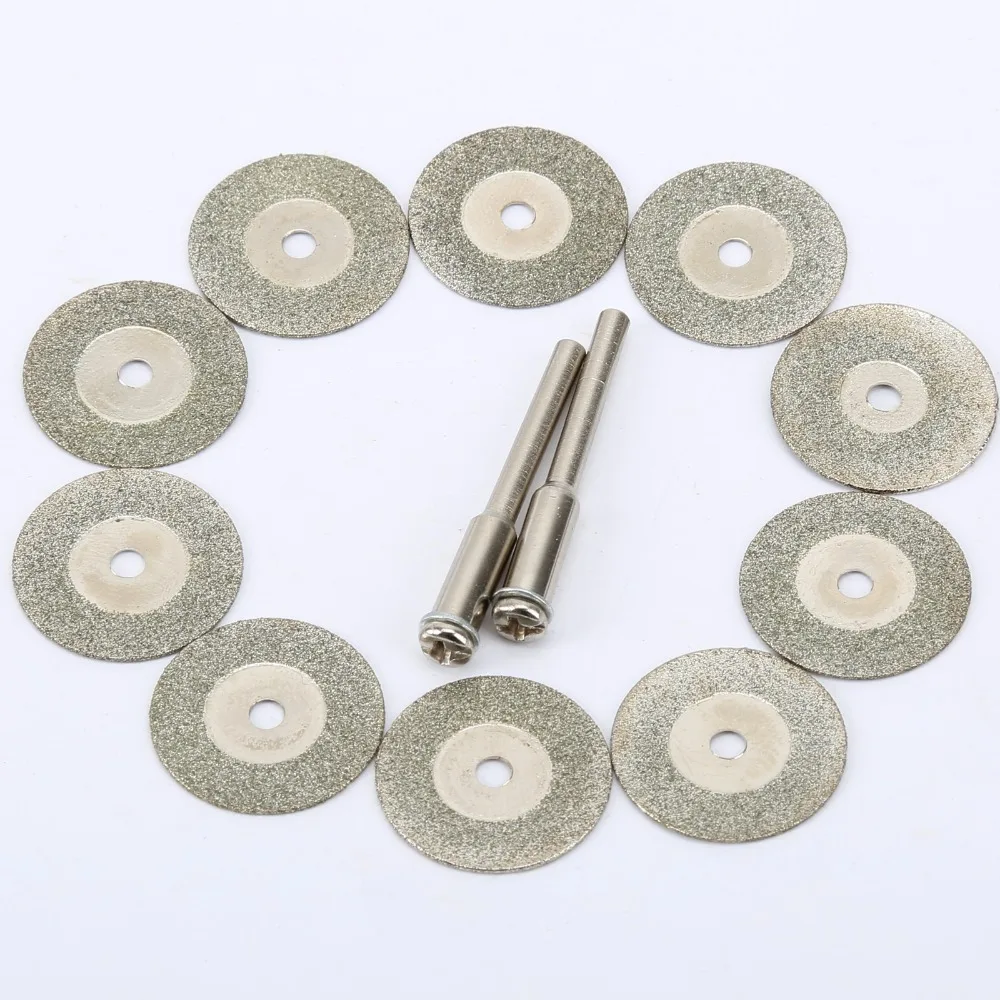 10 шт 20 мм алмазные режущие диски отрезать лопастная дрель бит для вращающихся инструмент абразивный диск с 2 шт. 3 мм сердечник Dremel