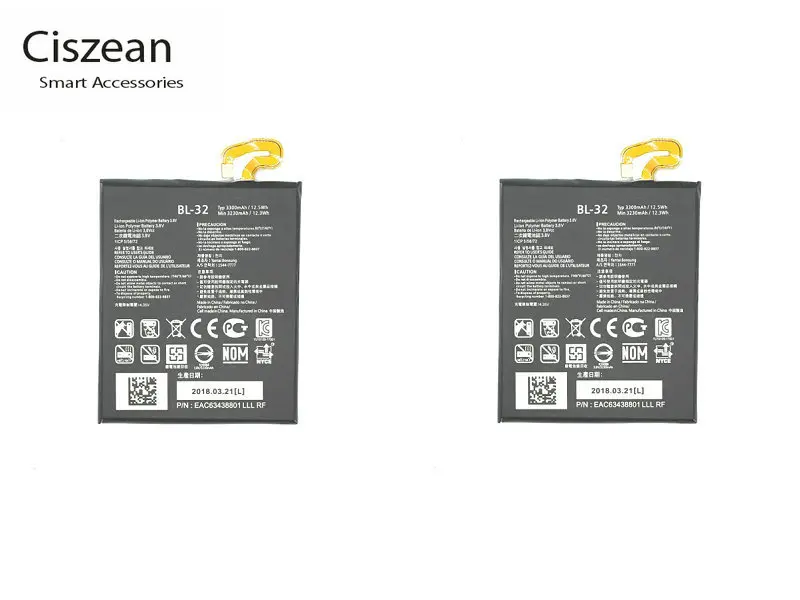 Ciszean 2x 3300mAh BL T32 Replacement Battery for LG G6 G600L G600S