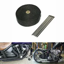10 М * 2 дюймов Черный Выхлопных Тепло Укутать Выхлопных Downpipe Моторный Отсек Щиты Мотоцикл Выхлопной Трубы Обертывание