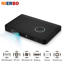 NIERBO LED Battery Projector Portable Windows 10 Projector Handheld Data Show Business projector Smartphone WiFi Bluetooth