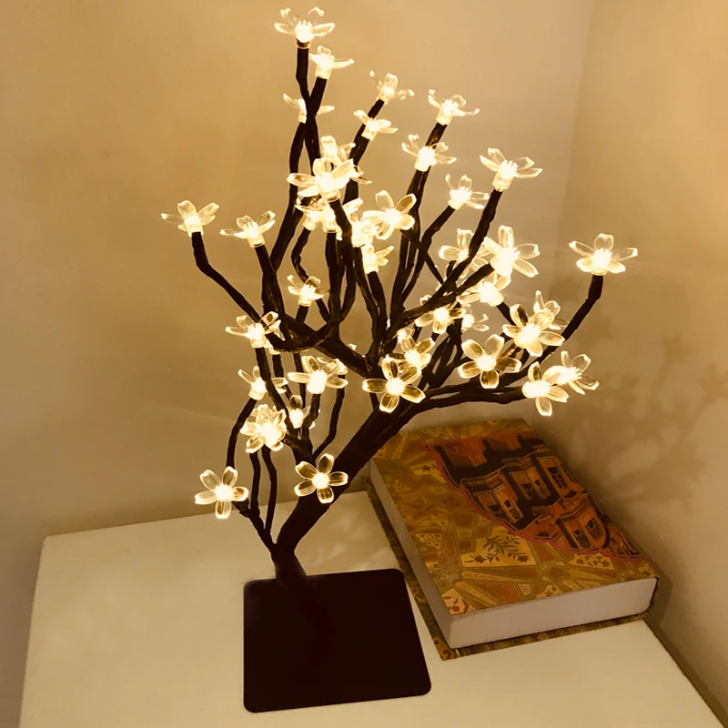 

Christmas Greeting Tree Light 24/36/48 led Copper wire Night Light for Wedding Party Home Decorations USB Cherry Tree Lamp