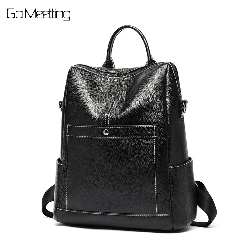 

Go Meetting ashion Women Backpacks Genuine Leather Backpack Shoulder Bags Daypack for Women Female Rucksack Feminine Mochila