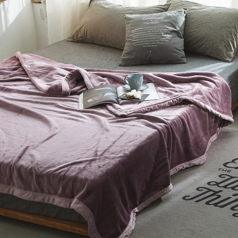 Горячее предложение, фиолетовый домашний текстиль, фланелевое одеяло, 400 г, супер теплое мягкое одеяло, s плед на диван/кровать/самолет, путешествия, лоскутное одноцветное покрывало