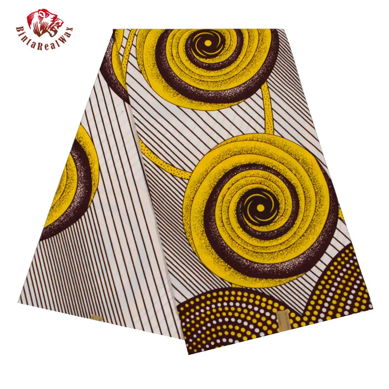 

fashion Polyester Wax Prints Fabric 2019 Ankara Binta Real Wax High Quality 6 yards African Fabric for Party Dress FP6216