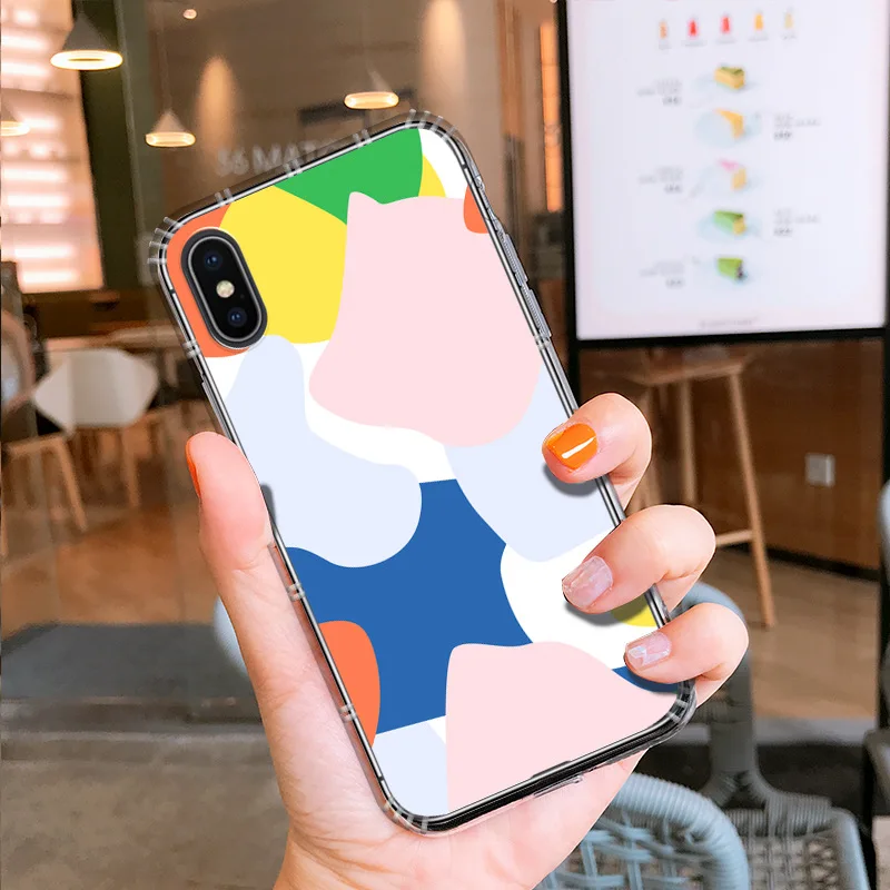 Retro simple abstract art watercolor Phone case for coque iPhone 7 plus 8 6s 6 XS Max soft TPU cover X XR | Мобильные телефоны и