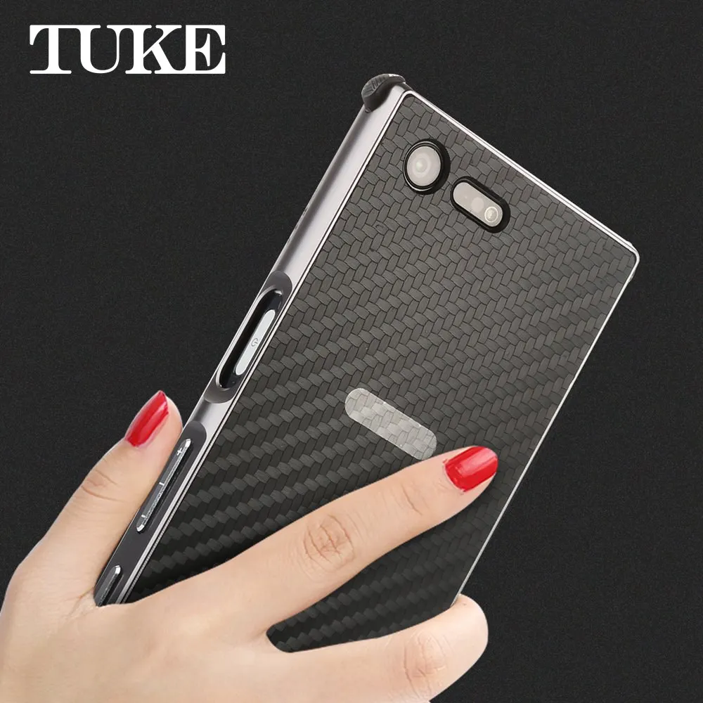 

TUKE For Sony X Compact Case Aluminum Metal Frame For Sony Xperia X Compact F5321 Carbon Fiber Hard Cover For Sony Compact X
