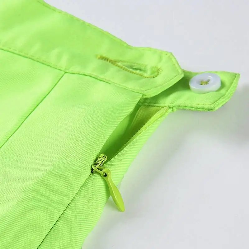Светоотражающая плиссированная юбка для женщин, высокая талия, сексуальные мини вечерние бандажные юбки, женские летние повседневные неоновые зеленые короткие юбки, уличная одежда