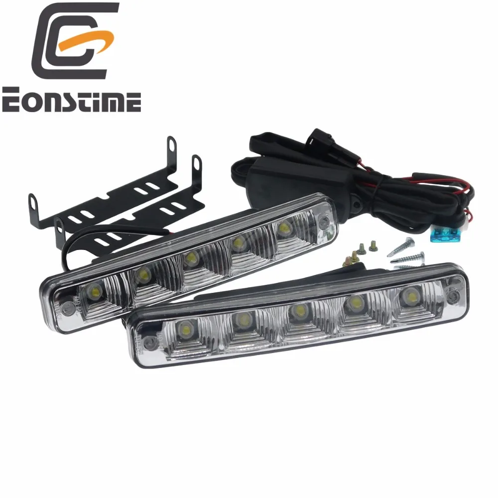 Eonstime 12V/12V 2pcs 10W 5 LED Car Lights Daytime Running Light High