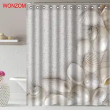 WONZOM Beach Sand Shower Curtain Fabric Bathroom Decor Decoration Cortina De Bano Polyester Shell Bath Curtain With Hooks Gift