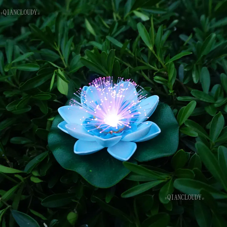1 шт., искусственный светодиодный оптоволоконный водонепроницаемый светильник, искусственный пруд, цветы, лист лотоса, лилия, изменение цвета, свадебные украшения D30 - Цвет: Blue