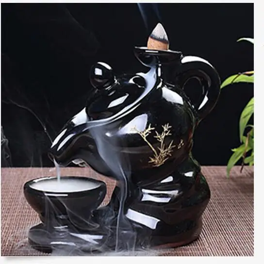 

Plum Orchid Bamboo Chrysanthemu Teapot Backflow Cone burner incense holder
