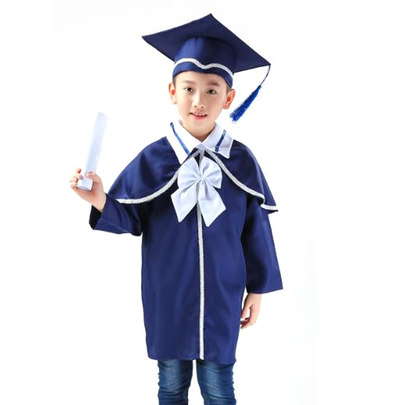 Children Students Performance Costumes Academic Bachelor Gown Kindergarten Kids Dr Clothes Graduated Bachelor Suits Dr cap graduation gown set
