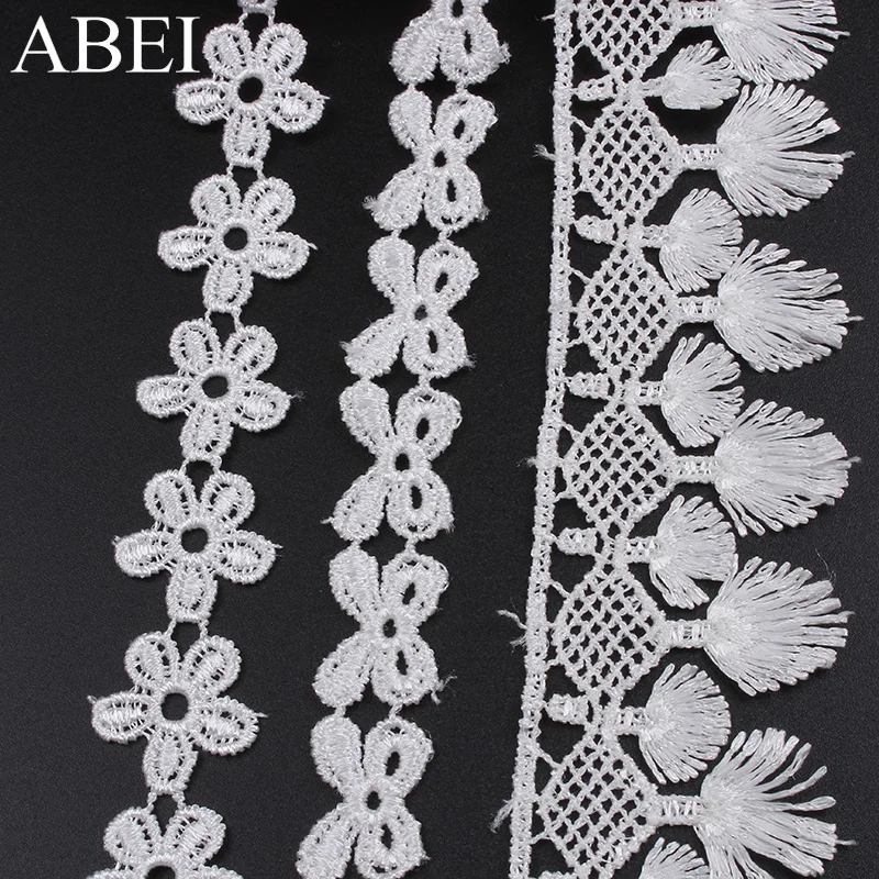 

Embroidered Soluble Flower Bow Lace Ribbon White Tassel lace trims Garments Accessories DIY handmade necklace Wedding Craft