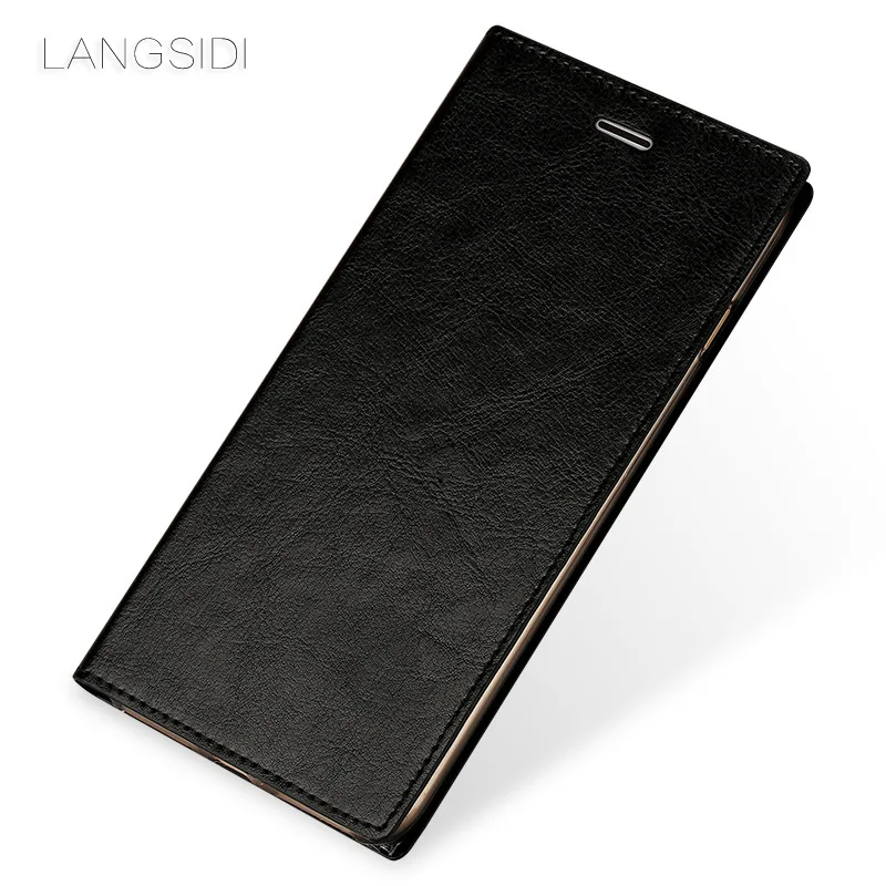 

wangcangli brand mobile phone shell square wax leather flip phone holster For Xiaomi Mix2 phone case handmade custom processing