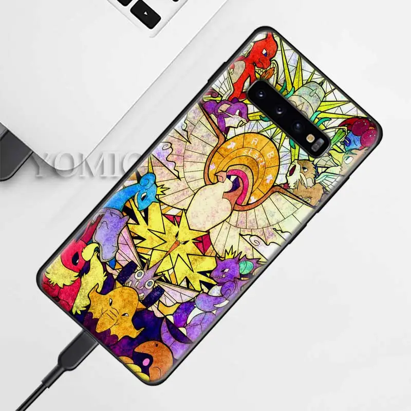 Силиконовый чехол Pokemons ball Pika для samsung Galaxy S10e S9 S8 S10 Plus S7 Note 9 8 A50 A70, черный мягкий чехол