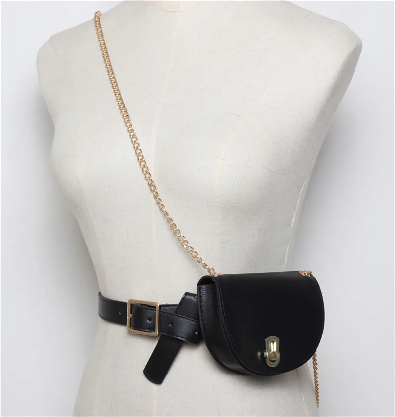 pacote leahter cintura saco de moda corrente