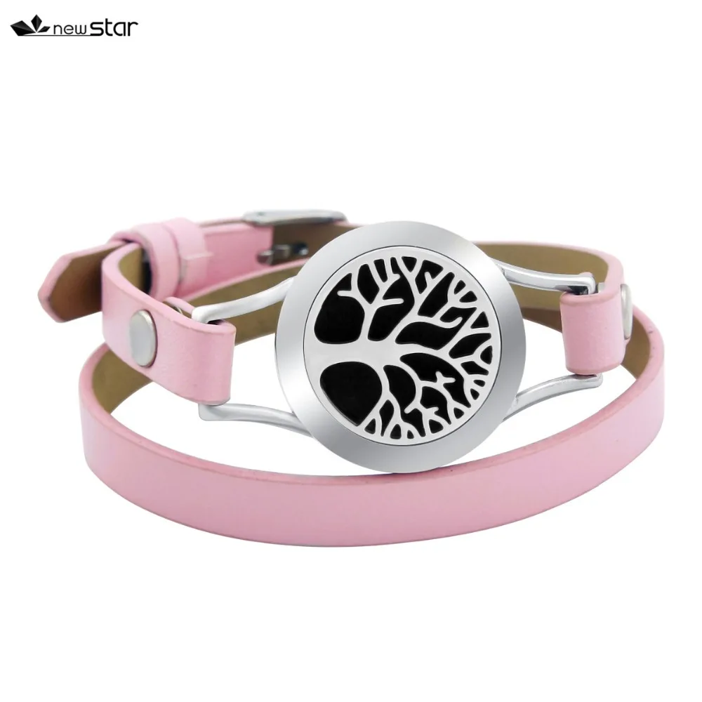 NS-BS079-4 Diffuser Leather Locket Bracelet_