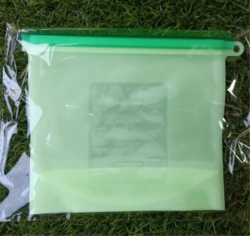 1 шт 1000 мл силиконовый мешок для еды сохраняющий свежесть герметичные сумки многоразовые герметичные мешки для хранения Контейнер - Цвет: Светло-зеленый