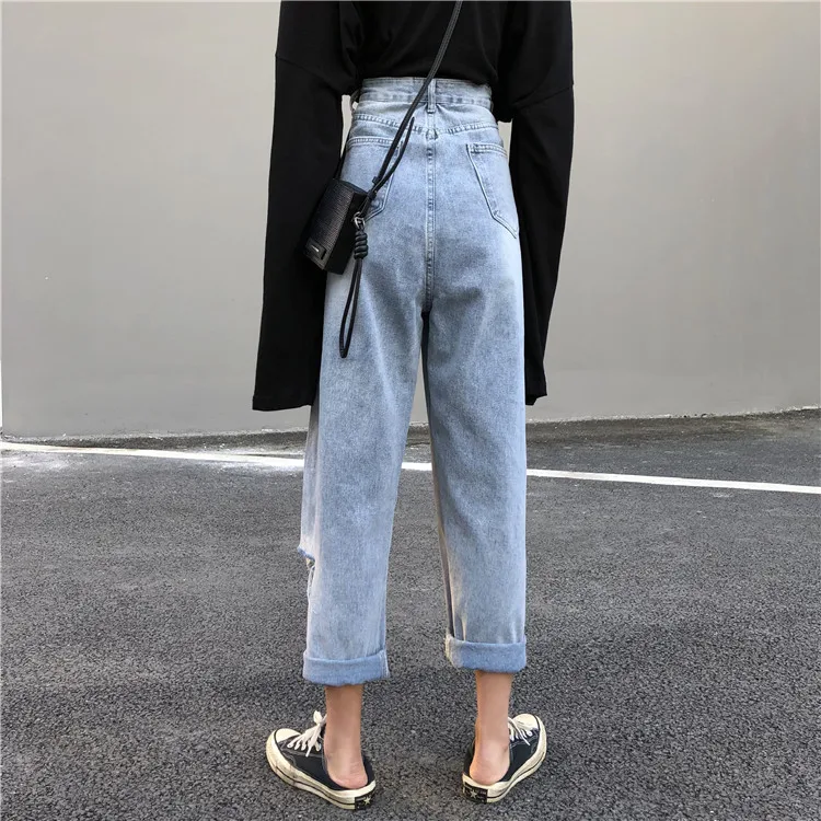 Новая весенняя одежда с высокой талией джинсы женские свободные брюки Hallen Корейская версия широкие брюки мешковатые штаны