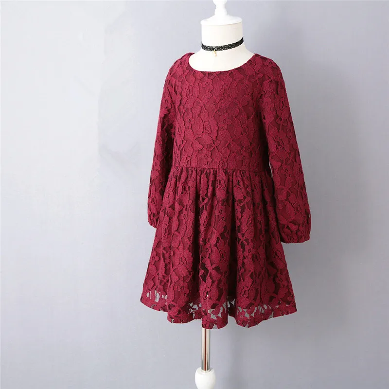 

Girls Lace Dress European Style Princess Wedding Party Girl Dresses Flower Bow Red Girls Dress Formal Kids Clothes Costume