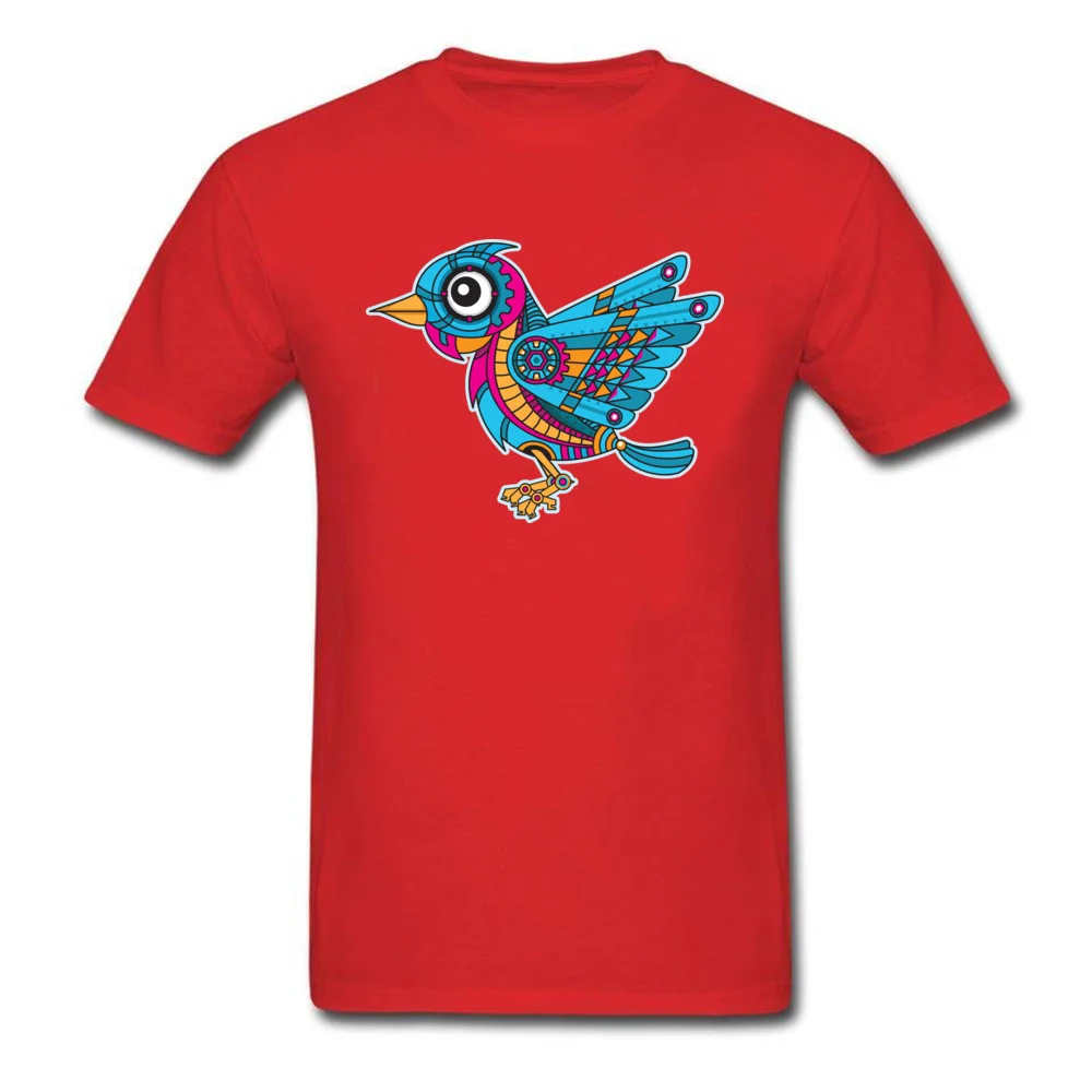 Mechanical Bird T Shirt Slim Fit Short Sleeve On Sale Crew Neck 100% Cotton Tees Europe Tops & Tees for Men Summer/Fall Mechanical Bird red