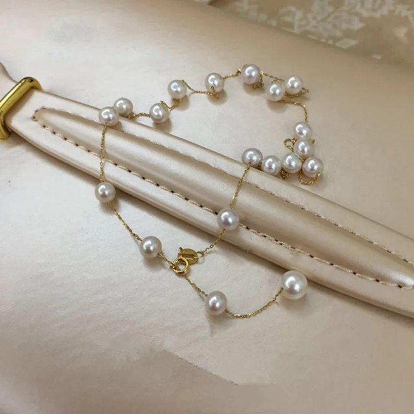 Для женщин кулон с жемчугом цепочки и ожерелья Романтический рядом круглый крошечные дефект Свадебные обручение Jewelry Кулон цепи для