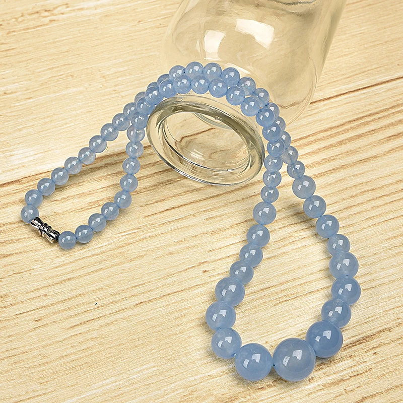 

Like the sea Pure blue and Glittering and translucent Nature Aquamarine Jasper Necklace.