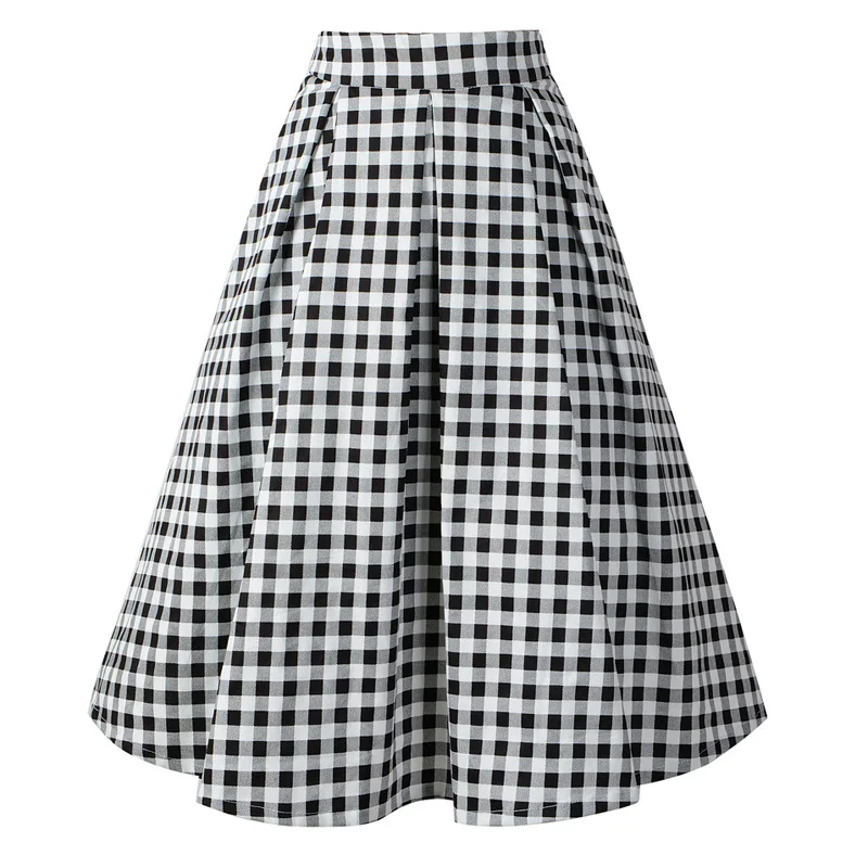 

Sherhure 2018 Women Cotton Skirts Vintage Plaid High Waist Women Midi Skirts Oversize Women Skirt Saia Faldas