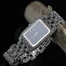 Hot Sale Women Classic Thai Silver Bracelet Watch S925 Silver Bracelet Watch Pure Silver Bracelet Watches Real Silver Bangle