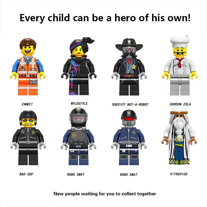 For Legoing movie characters model building kits figureS emmet wyldstyle robo swat Model Building Blocks Bricks Toys Figures For Legoing movie characters model building kits figureS emmet wyldstyle robo swat Model Building Blocks Bricks Toys Figures