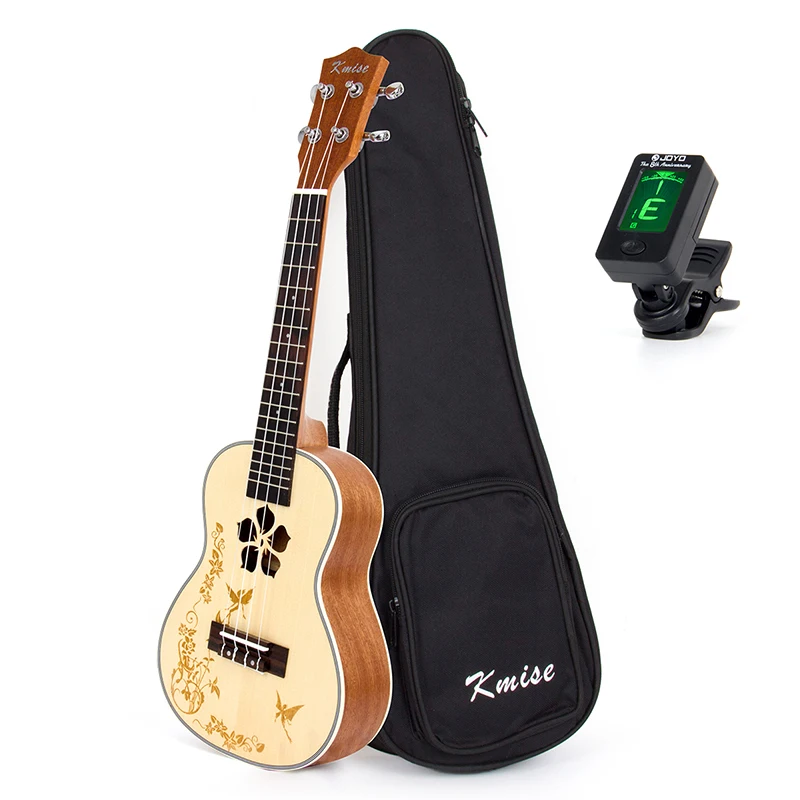 Kmise Concert Ukulele Solid Spruce 23 Inch 18 Fret Mahogany Ukelele Uke 4 String Hawaii Guitar with Gig Bag Tuner 21 inch ukulele heat shaped sound hole suitable for beginners hawaii four string guitar ukelele bag tuner finger trainer