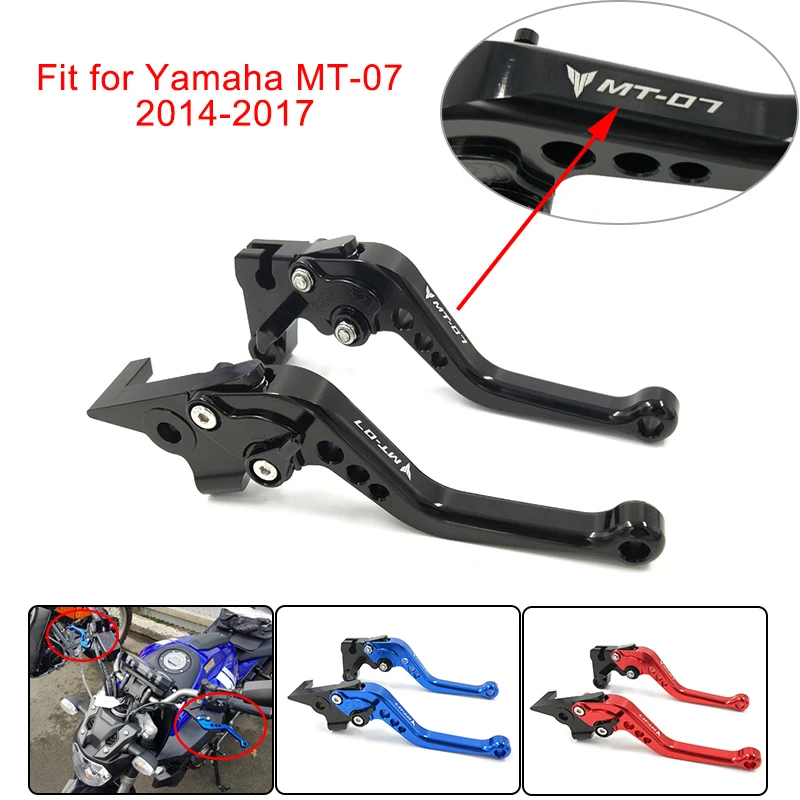 MT-07 MT07 MT 07 Motorcycle New CNC Short Brake Clutch Levers For Yamaha MT-07 MT07 MT 07 2014 2015 2016 2017 Levers with logo (12)